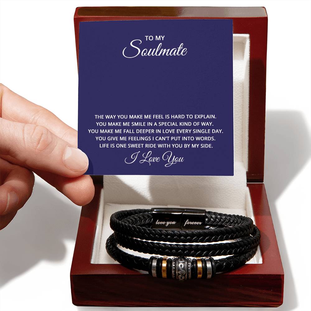 Men's "Love You Forever" Bracelet with 'Soulmate' Message Card